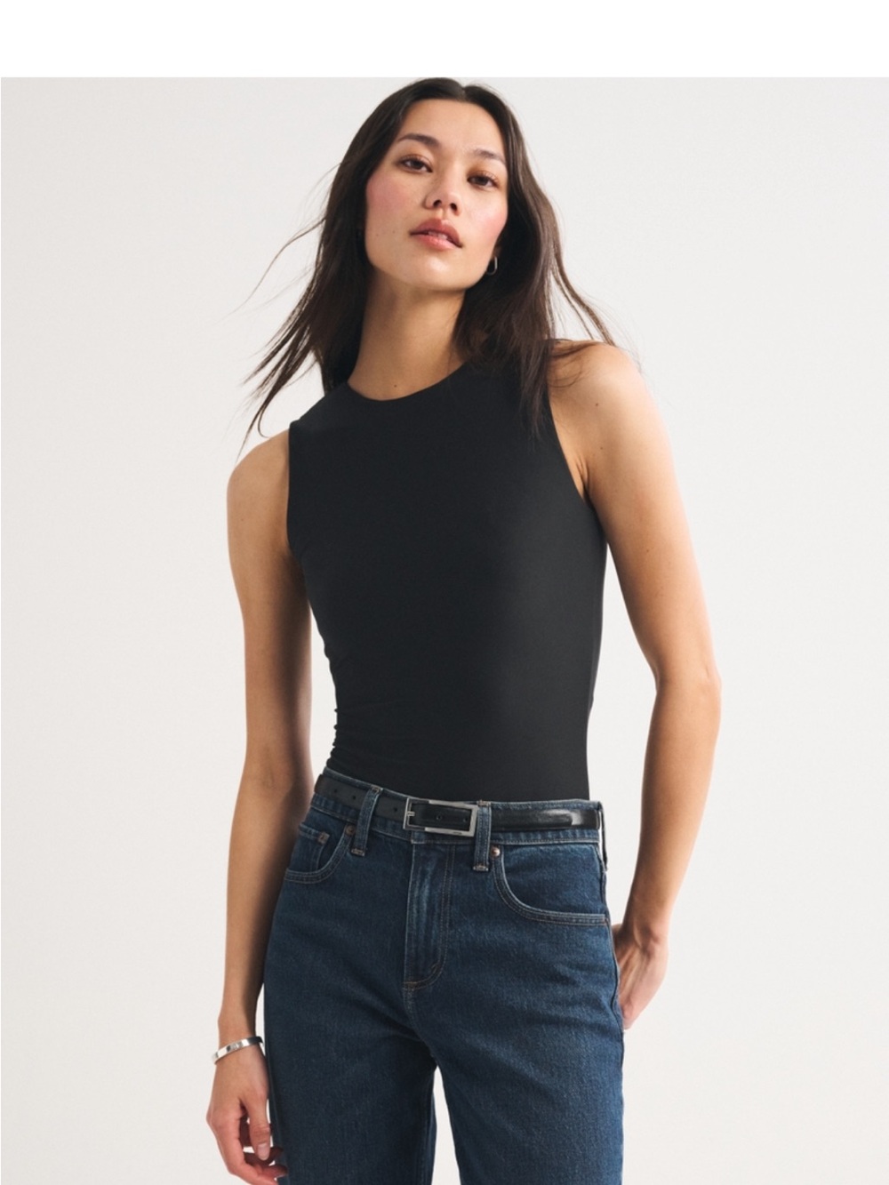 Abercrombie & Fitch Black Crewneck Sleeveless Bodysuit